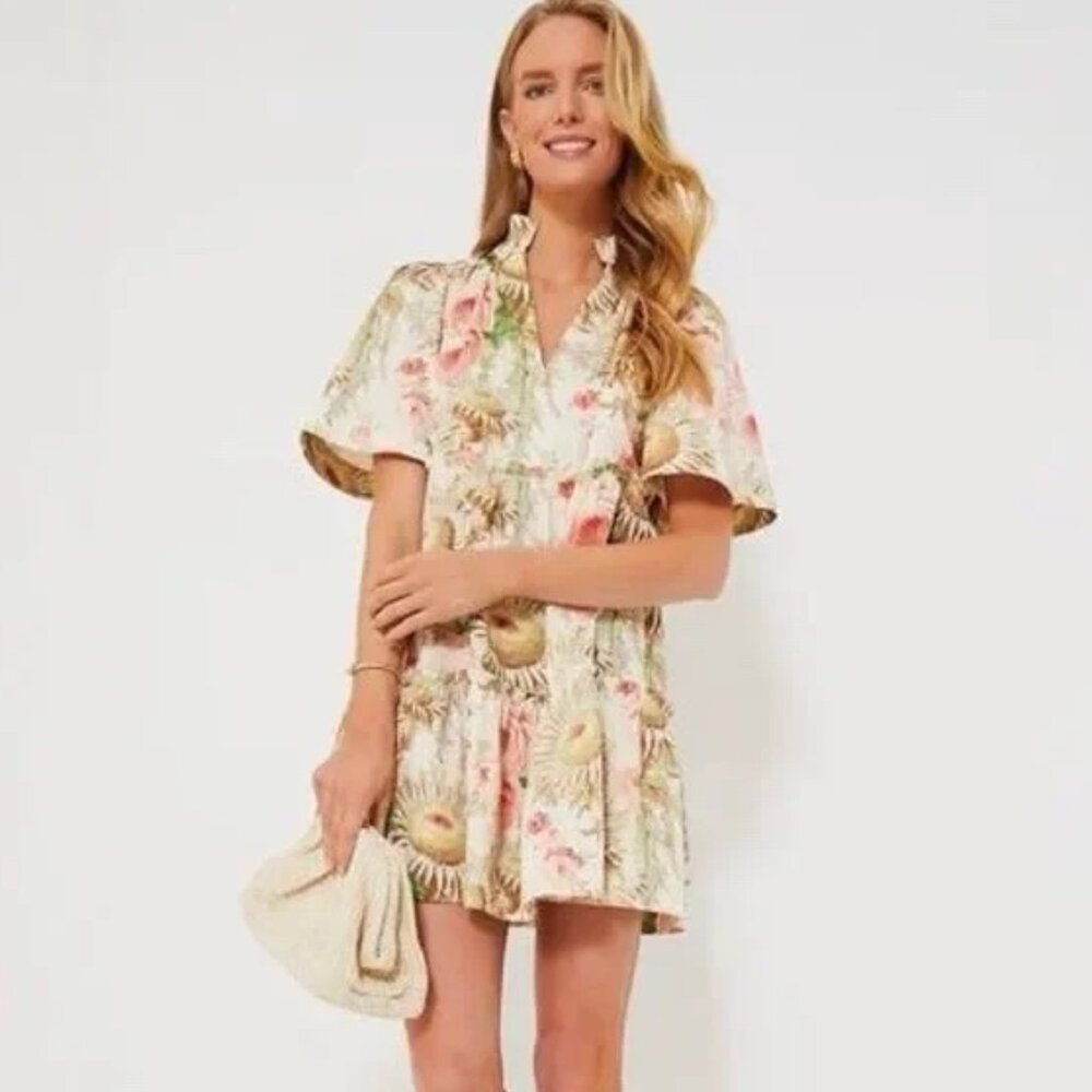 TUCKERNUCK Crawford Mini Dress Sun Faded Floral Beige M